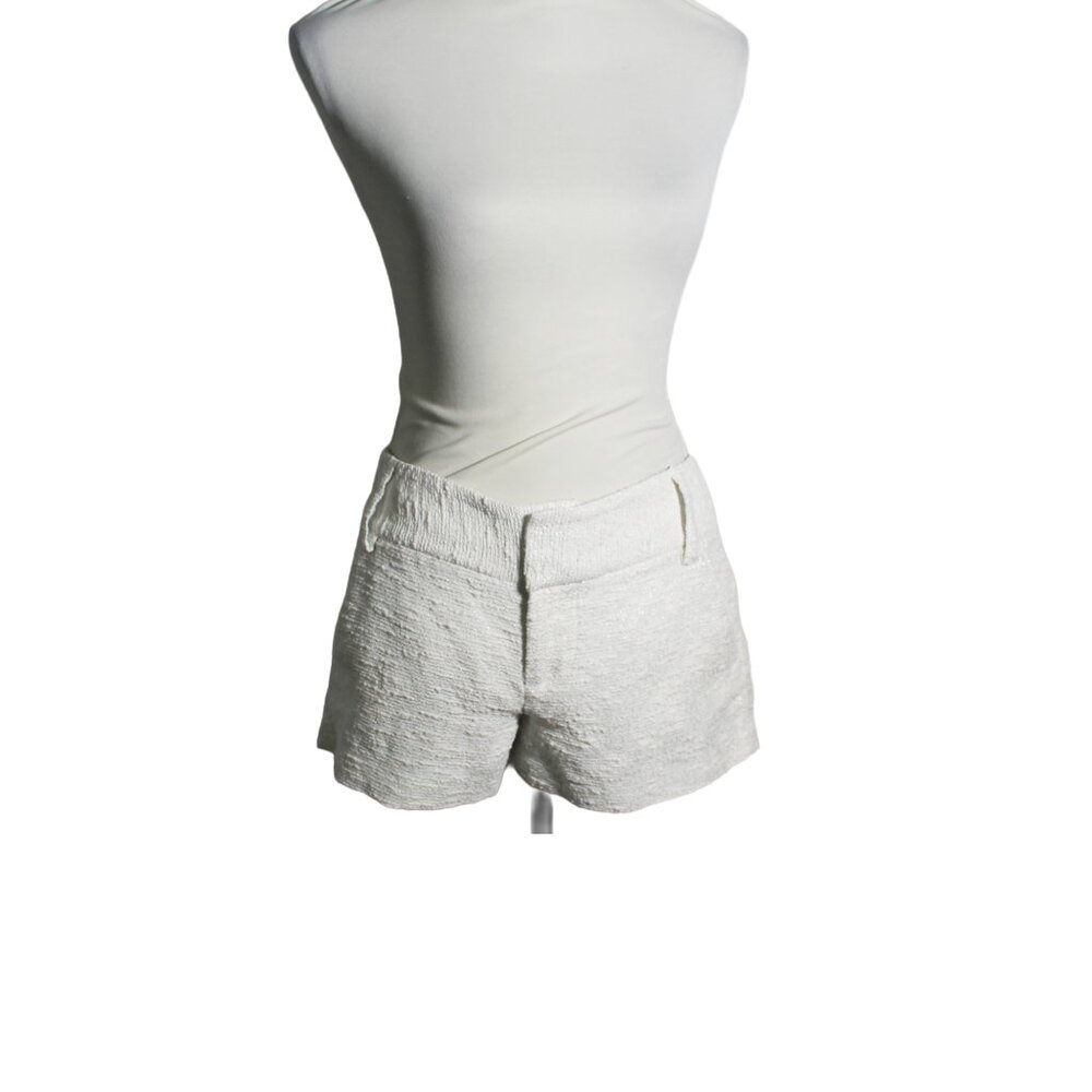 Vintage 2000s White Glitter Tweed Shorts Early Y2K Designer XS–S
